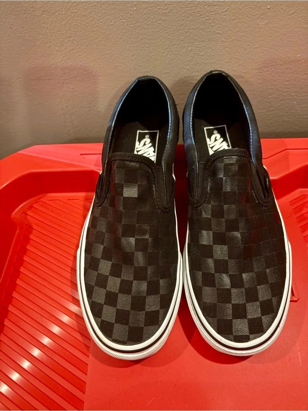 Vans mens Slip-On Sneakers in Black Checkerboard